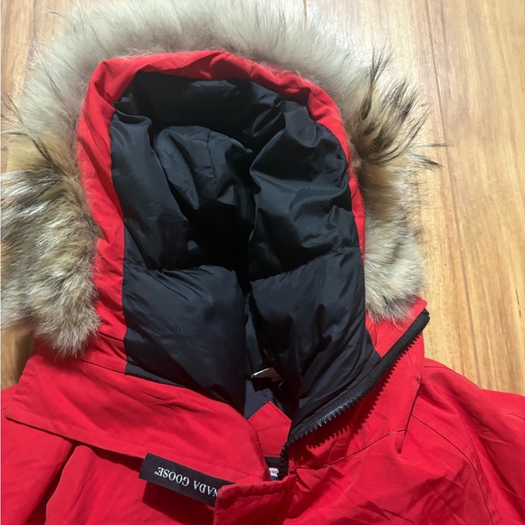 Canada Goose Red Kids Puffer Jacket with Fur Hood - Picture 5 of 8
